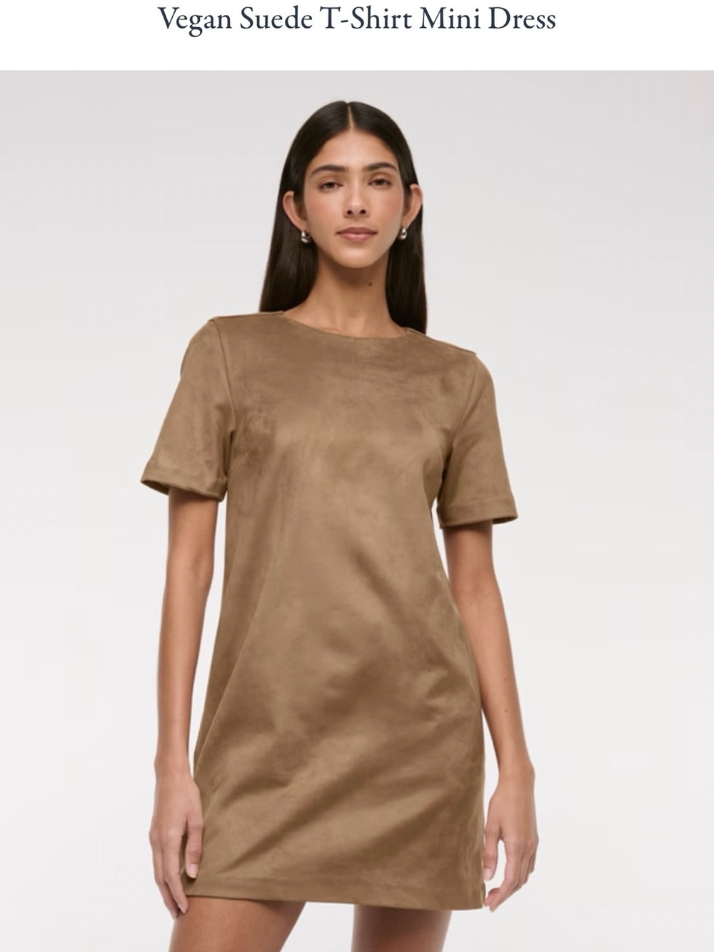 Abercrombie & Fitch Vegan Suede T-Shirt Mini Dress - Tan